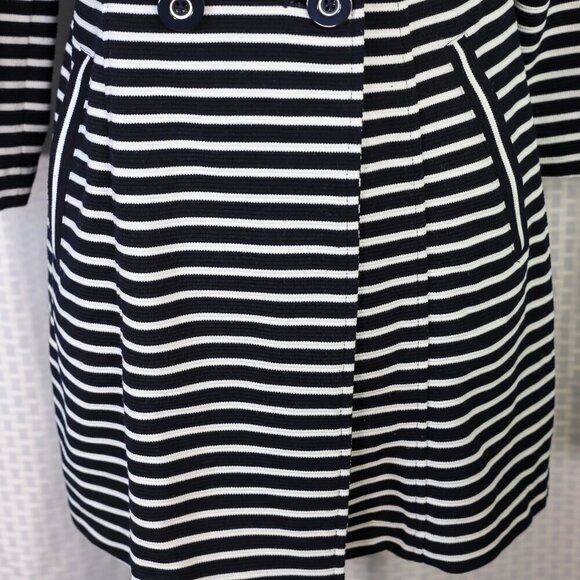 Cabi Size S blue/white stripe lightweight fitted nautical-themed jacket/trenchco - Picture 4 of 14